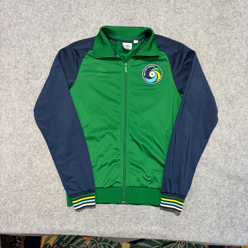 Umbro New York Cosmos Track Jacket Mens Medium Green Navy Blue Full Zip Soccer